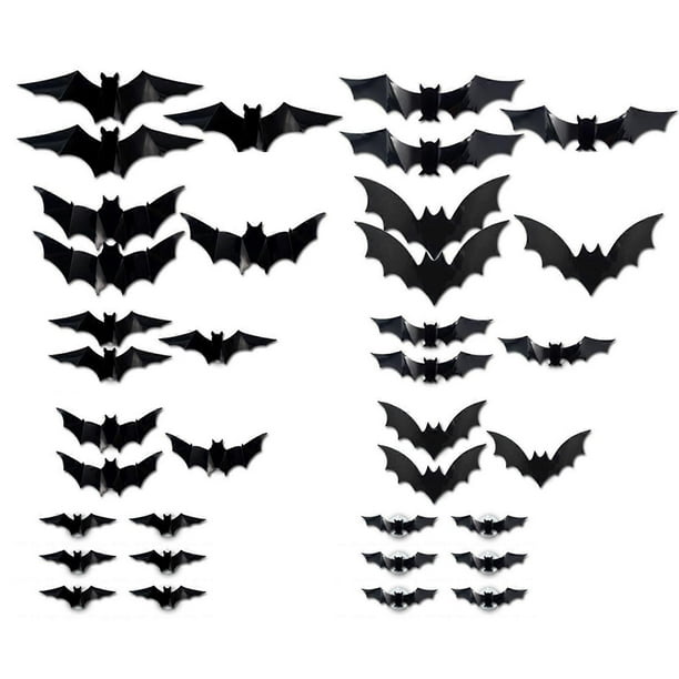 12/36Pcs Led Bat Wall Stickers Lights 3D Bat Glow-in-the-Dark House Decoration Halloween Night Light