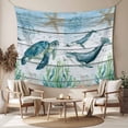 thumbnail image 2 of Sea Turtle Tapestry for Bedroom Wall Hanging Tapestry, Coastal Seahorse Whale Octopus Ocean Seagrass Ceiling Backdrop Tapestries Poster Blanket Wall Decor for Teens Room Living Room Dorm 59" x 90", 2 of 8