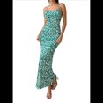 thumbnail image 2 of Vestido Maxi Floral de Verano para Mujer, Escote Cuadrado, Fruncida, Ajustado, Vestido Formal para Invitadas de Boda. Verde M, 2 of 10