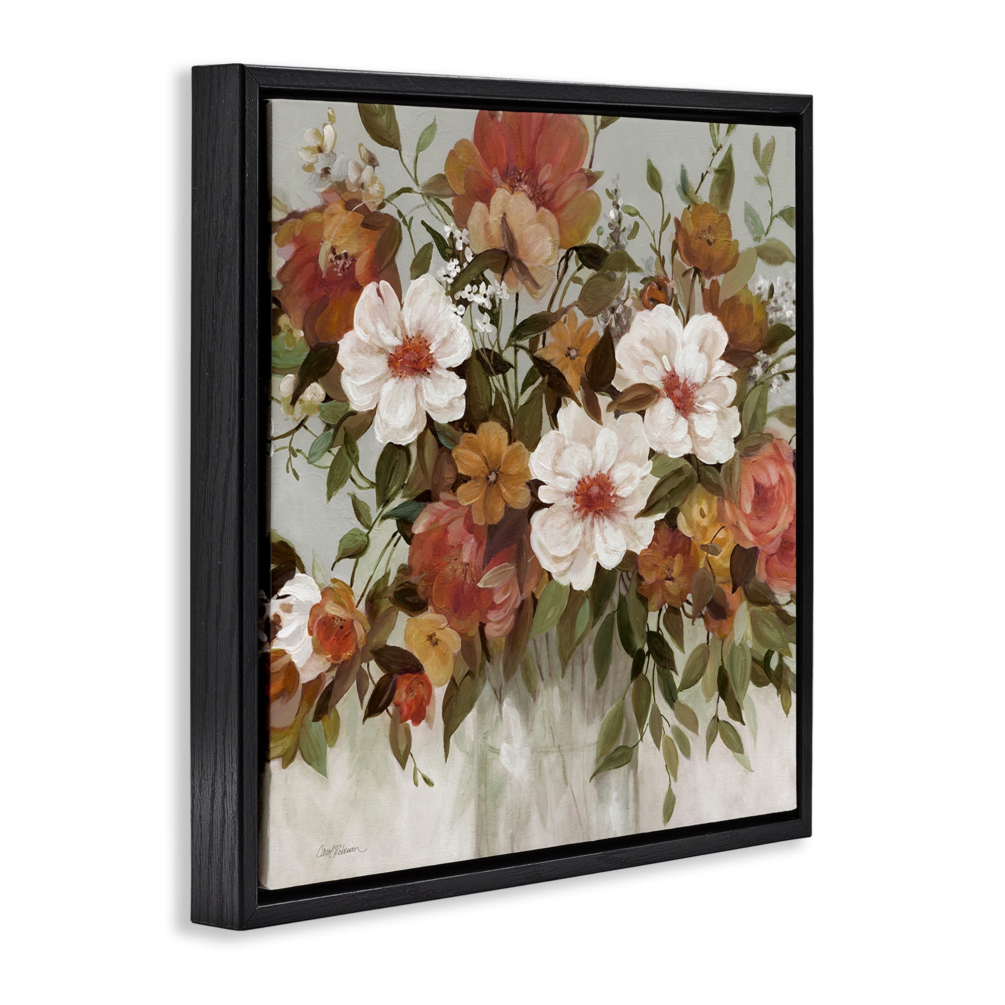 Stupell Industries Muted Vibe Bouquet Black Framed Floater Canvas Wall Art, design by Carol Robinson