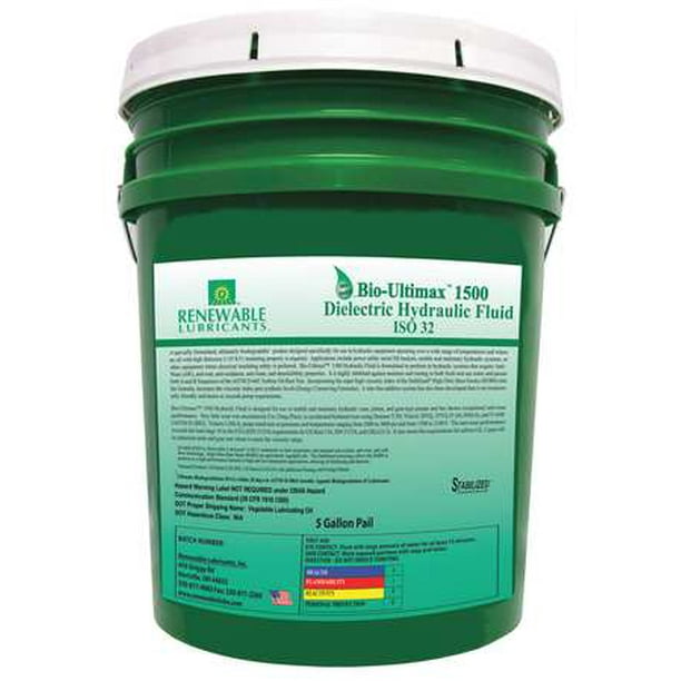 RENEWABLE LUBRICANTS Dielectric Hydraulic Oil,ISO 32,6 Gal 81054