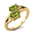 thumbnail image 2 of 6X4mm Oval Peridot 925 Sterling Silver Gold Vermeil Dual Stone Bypass Women Mother's Day Gift Ring, 2 of 3