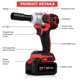 thumbnail image 4 of BRPOM 21V Cordless Impact Driver Set 900 Nm, Impact Wrench 1/2" Brushless Power Drill Tool Kit with 2 × 4.0Ah Batteries & Charger, 5 Sockets, 8 Drill Bits, 5 Driver Bits for Home, Car, Mower, Red, 4 of 12