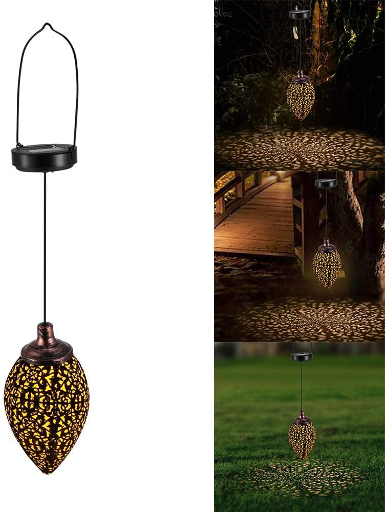 Hanging Solar Lights, Garden Solar Lantern LED Garden Lights Metal Lamp