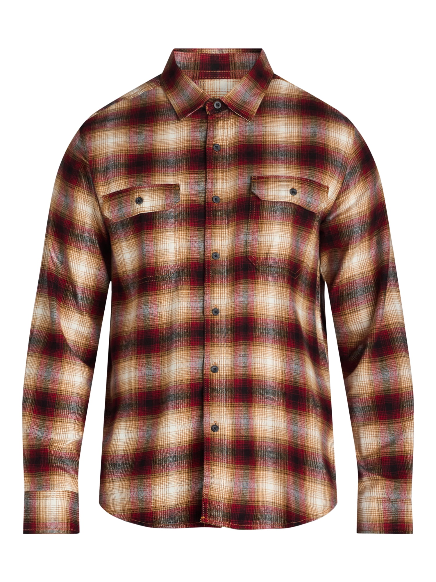 George Men's & Big Men's 2-Pack Flannel Shirt with Long Sleeves, Sizes XS-3XLT