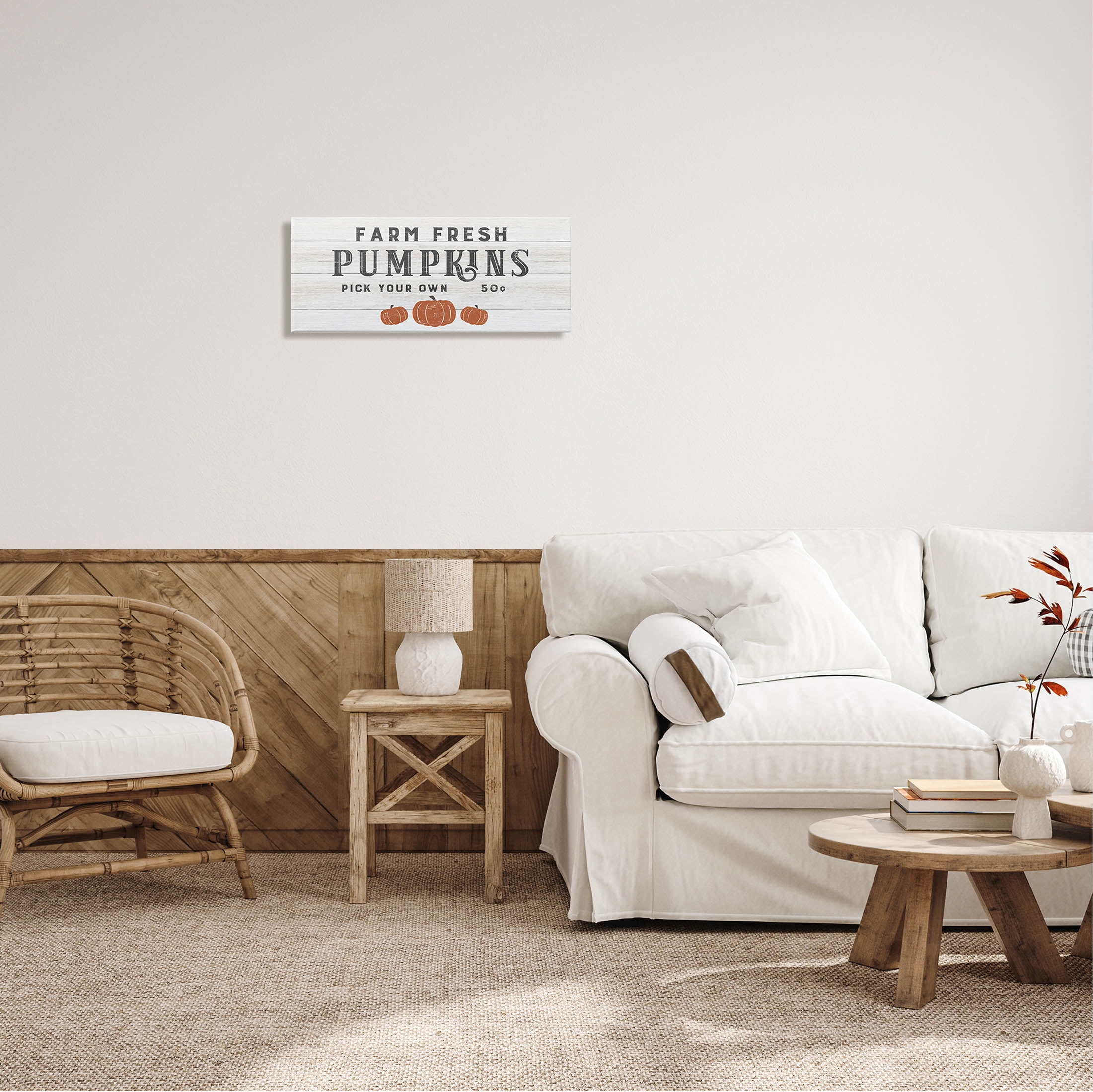 Stupell Industries Farm Fresh Pumpkins Country Sign Graphic Art Gallery Wrapped Canvas Print Wall Art, Design by CAD Designs