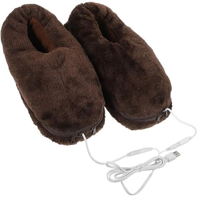 USB Heated Slippers Cold Foot Warmer Shoes Plush Heating Boot Slippers Foot Cushion Winter Home
