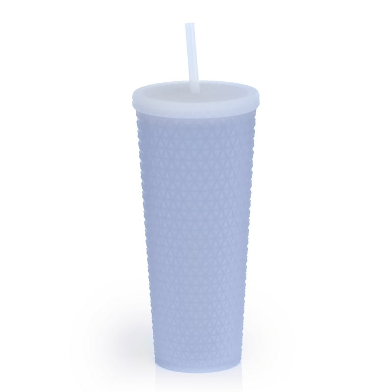 Mainstays 26 oz Double Wall Plastic Tinted Tumbler with Straw