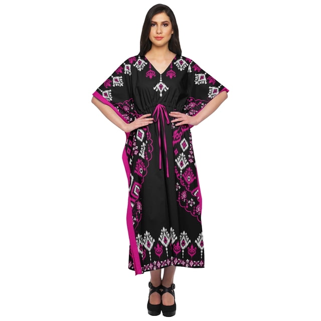 Moomaya Kaftan Long de Plage pour Femmes, Tenue de Plage, Robe de Plage, Couvre-Maillot Bikini, Kaftan, Grande Taille