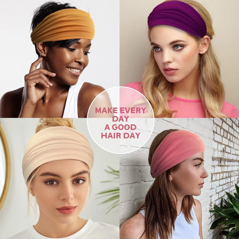 Walwish Wide Headbands Non Slip Turban Headband Boho Elastic  display picture 2