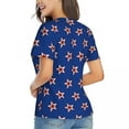 thumbnail image 4 of Stars Print T-Shirts Red White and Blue Street Style V Neck T Shirt Short Sleeve Oversize Tee Shirt Beach Graphic Cloth, 4 of 7