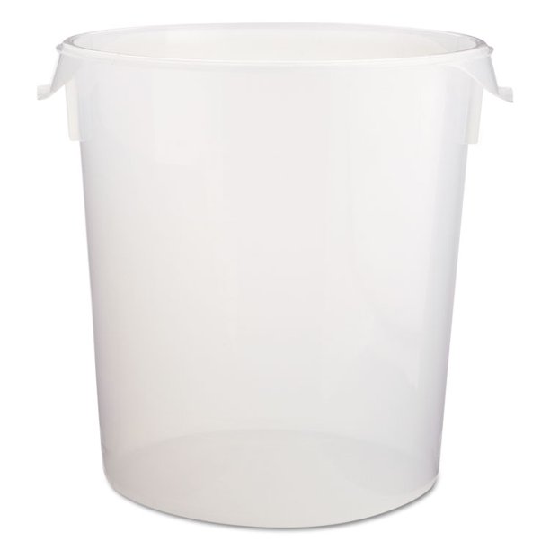 Round Storage Containers, Clear, 22qt, 13 1/8"dia X 14"h, Polypropylene