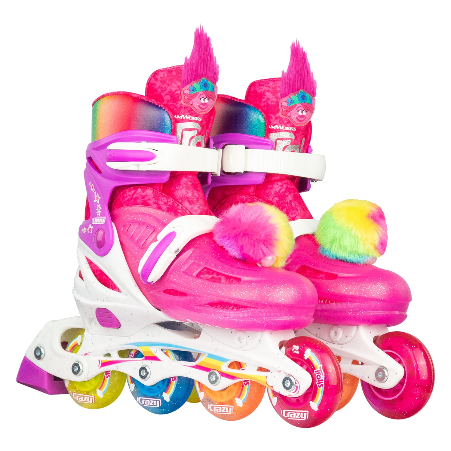 Crazy Skates Trolls Size Adjustable Inline Skates - Featuring Poppy or Barb from TROLLS