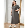 thumbnail image 2 of ebukurty Plus Size Nightgowns Casual Short Sleeved V-Neck Oversized Pajamas for Women, Sizes 1XL-3XL, 2 of 7