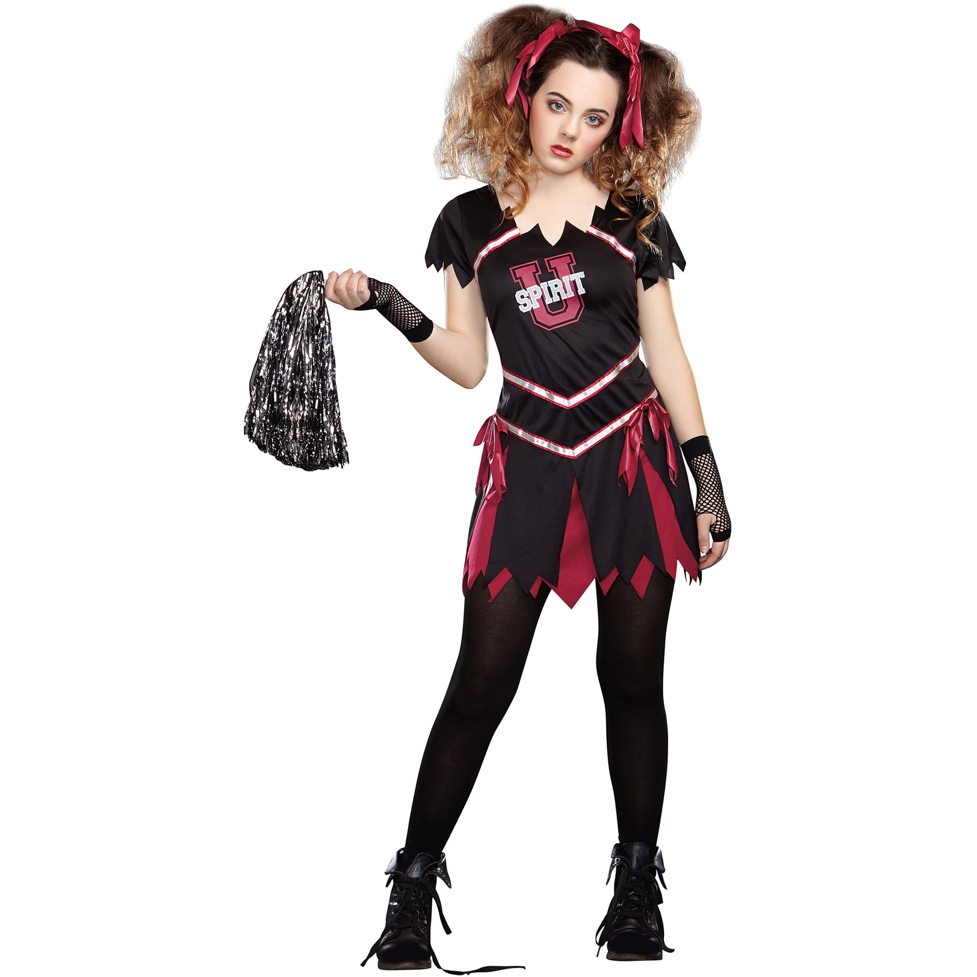 Zombie Cheerleader Girls Teens Halloween Fancy Dress Costume Teen Age 12+ 