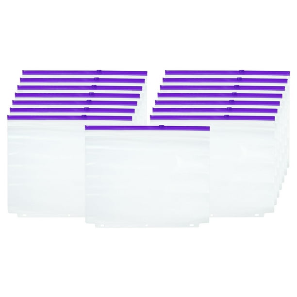 Uxcell A4 Binder Pocket, 15 Pack PVC Letter Size Zipper 3 Holes Binder Pouch for 3-Ring Notebook Binder, Purple