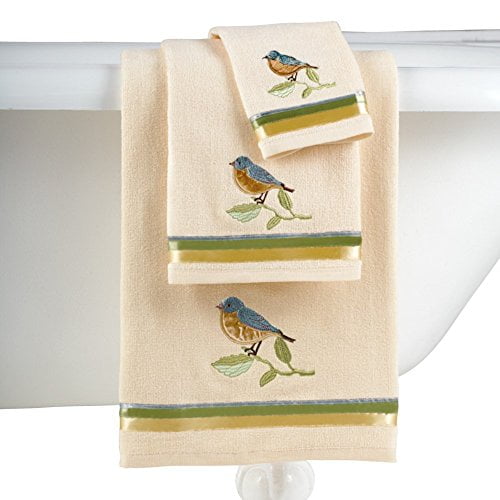 Collections Etc Birds and Blooms Bathroom Towel Set