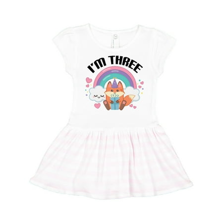 

Inktastic 3rd Birthday Party Girl Fox Gift Toddler Girl Dress