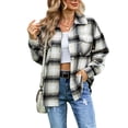 thumbnail image 2 of Camisa de franela a cuadros para mujer,Camisa de manga larga a cuadros para mujer Camisa de manga larga a cuadros para mujer Características mejoradas, 2 of 6
