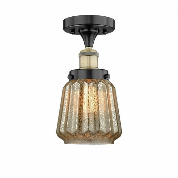 Innovations Lighting  Chatham - 1 Light 7" Semi-Flush Mount Mercury/Black Antique Brass
