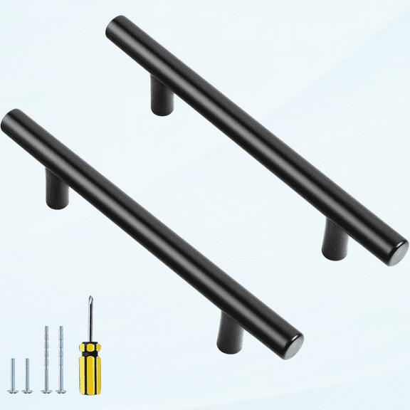 20 Pack 4 inch Black Cabinet Pulls Kitchen Cabinet Handles 6-3/8" Overall Length Matte Black Hardware for Cabinet