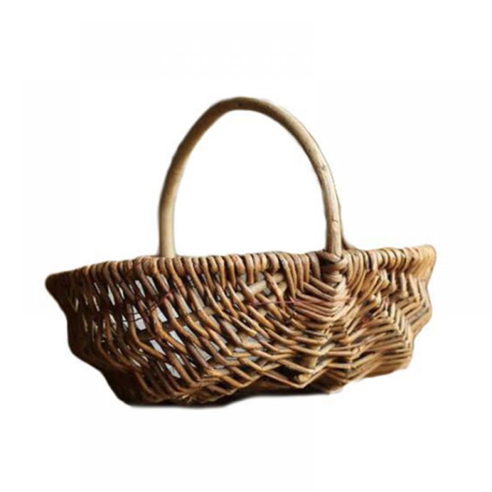 plaited rim Oval Wicker Shopping Basket 