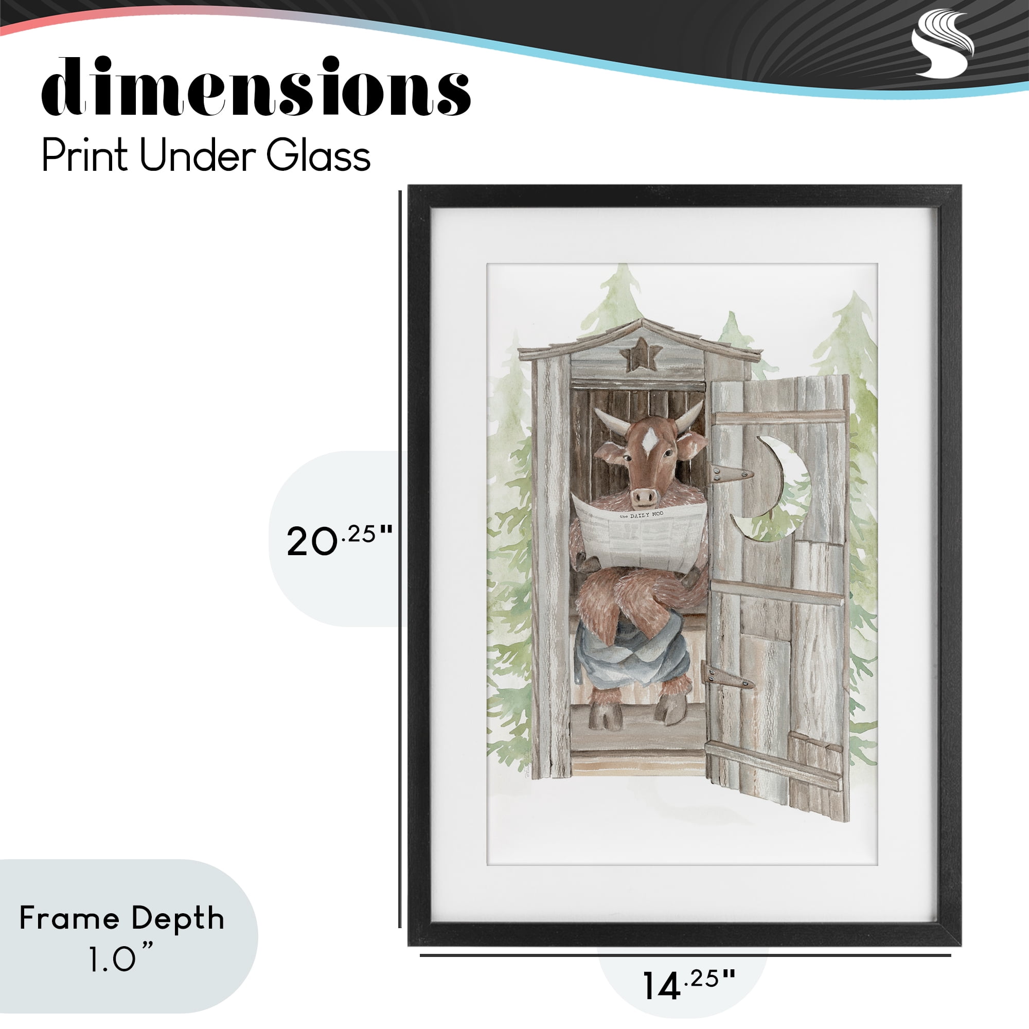 Stupell Industries Daily Moo Outhouse Reading Black Framed Print Under Glass, design by Cindy Jacobs