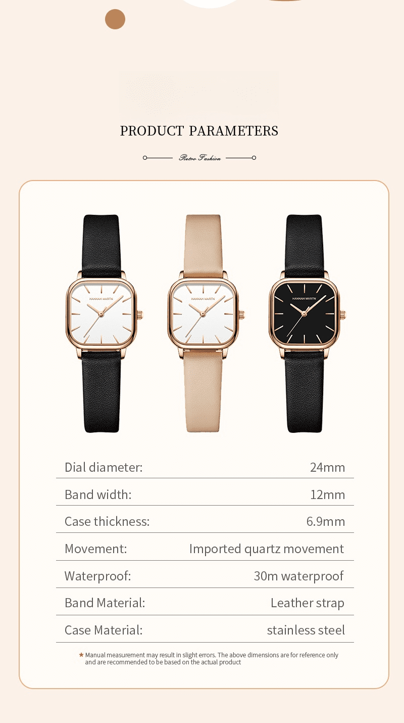 Fashion Square Watches for Women Analog Waterproof Ultra-thin Dainty Wrist Watch for Ladies Gift