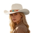 thumbnail image 3 of Western Cowboy Hat for Everyday Wear - Classic Fedora Style for Home Leisure and Seasonal Fashion, Beige, 3 of 4