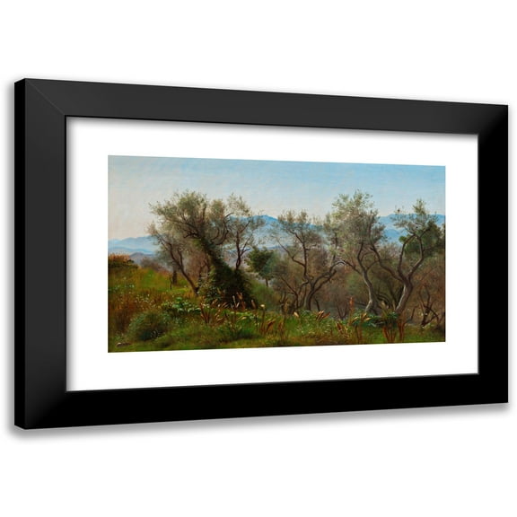 P. C. Skovgaard 14x10 Black Modern Framed Museum Art Print Titled - Olive Trees Near Olevano (1869)