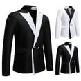 thumbnail image 6 of Kakii Men's Notch Lapel Blazer with Black Satin Contrast, Single Breasted Two-Button Slim Fit Business Suit Jacket, Modern Formal Coat, 6 of 9