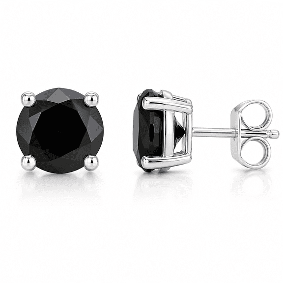 Natural Black Onyx Stud Earrings 925 Sterling Silver – Round Gemstone Stud Earrings for Women, Minimalist Everyday Jewelry Gift