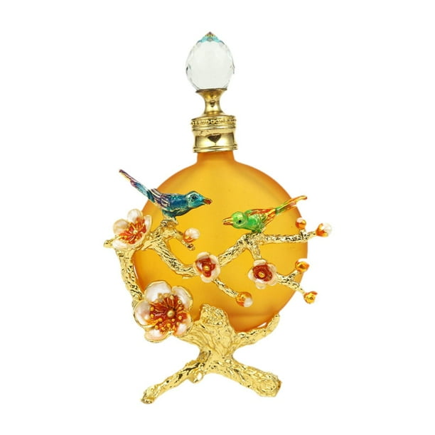 Botella de perfume vacía y rellenable, regalo para mujer, botella de aceite esencial con flores 6x14cm