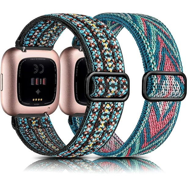 Paquete de 2 correas compatibles con Fitbit Versa Fitbit Versa 2 para mujeres y hombres paquete de 2 correas de repuesto de nailon suave ajustable para Fitbit Versa 2 versa Bodega Aurrera en linea
