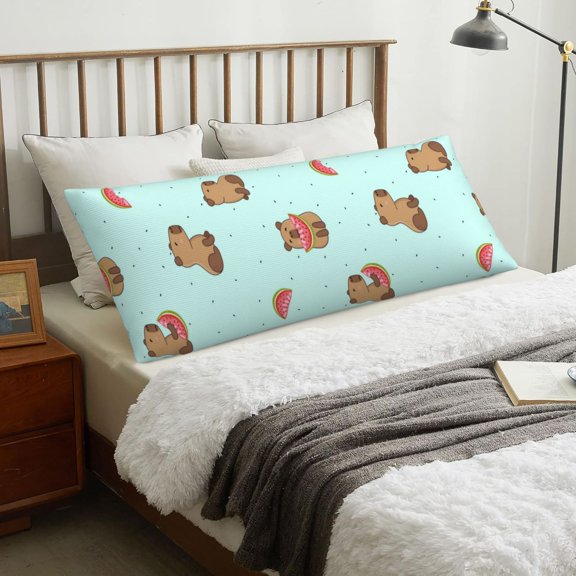 Body Pillow Cover - Watermelon Capybara Soft Body Pillow Cover with Zipper, Comfort Body Pillow Pillowcase, Body Pillow Case Cover 20 x 54