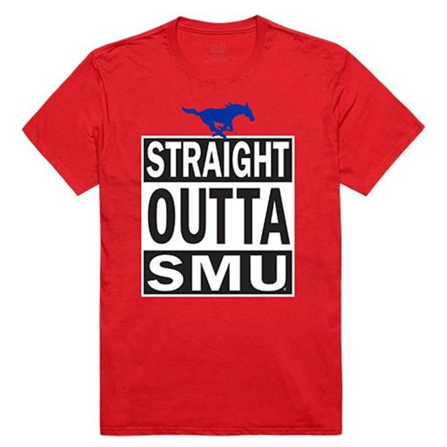 W Republic Apparel 511-150-R58-02 Southern Methodist University Straight Outta College Tee for Men - Red, Medium