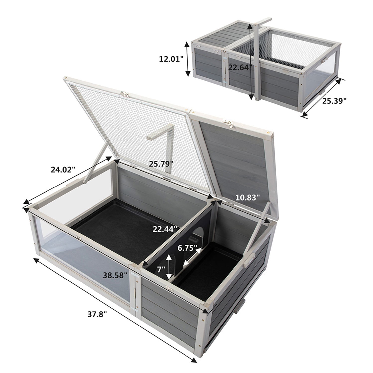 Pefilos Bunny Cage Indoor Pet House Rabbit Hutch with Pull Out Tray Poultry Cage, Gray Pefilos Bunny Cage Indoor Pet House Rabbit Hutch with Pull Out Tray Poultry Cage, Gray