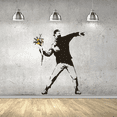 thumbnail image 2 of Man Throwing Flowers Abstract Silhouette Look Vinyl Wall Decal - Guy Getting Mad and Throws Flower Bouquet in the Sky Creative Art Wall Decoration 20" x 25", 2 of 5