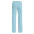 thumbnail image 5 of Riecok Womens Pajama Pants Elastic Waist Straight Leg Lounge Pants Solid Color Trendy Casual Pajama Bottoms Light Blue L, 5 of 7