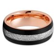 thumbnail image 3 of Silly Kings Jewelry 8mm- Rose Gold Tungsten Wedding Band - Meteorite Wedding Band - Black (8.5), 3 of 3