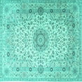 thumbnail image 1 of Ahgly Company Indoor Square Medallion Turquoise Blue Traditional Area Rugs, 6' Square, 1 of 4