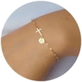 thumbnail image 5 of MOQIN Gold Plated Sideways Cross Bracelet for Women,Cross Bracelet for Women Dainty Cross Bracelet with Initials Gold Link Chain Bracelets,Adjustable,Birthday Gift, 5 of 8