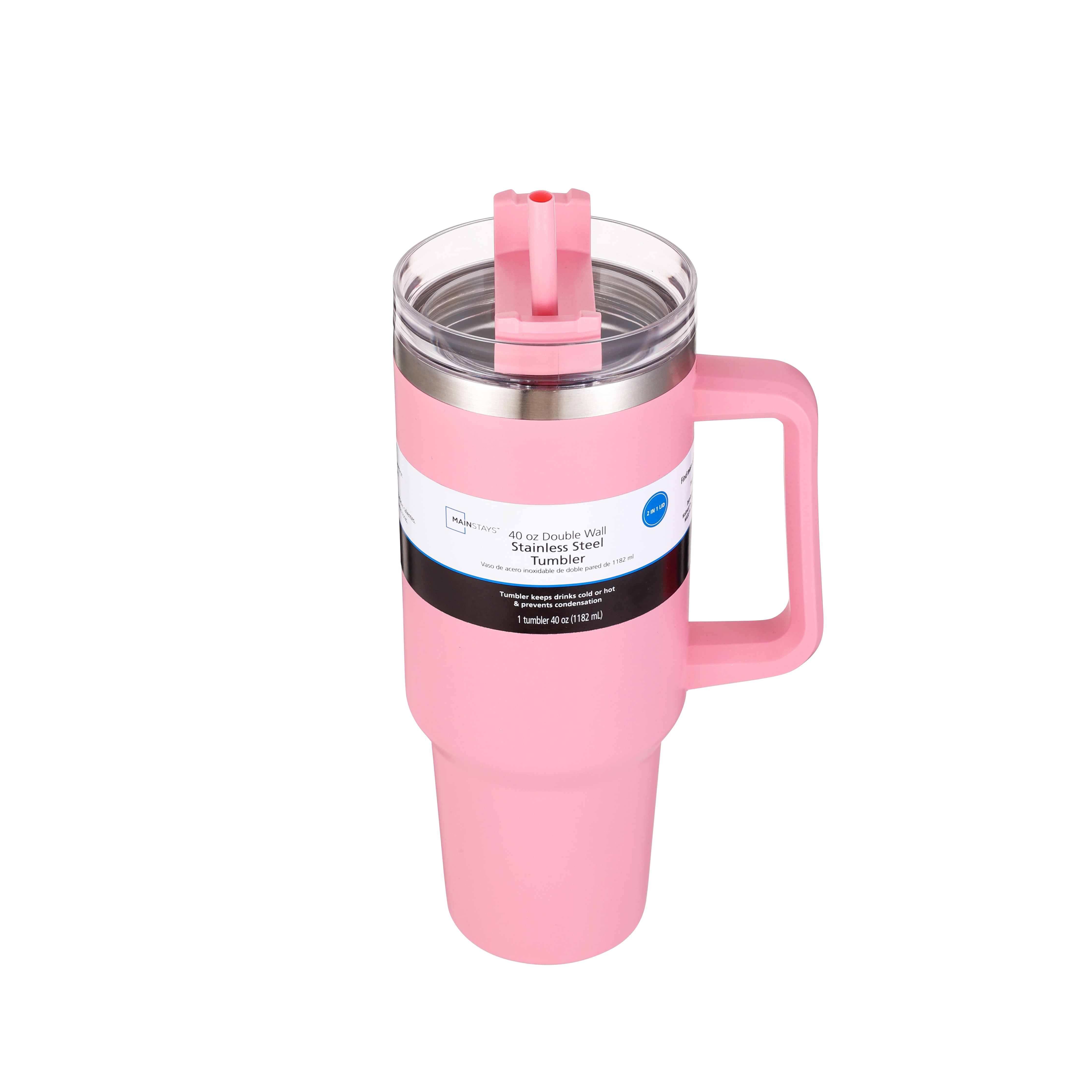 Mainstays 40 oz Pink Stainless Steel Double-Wall Insulated Tumbler