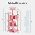 thumbnail image 2 of edx 54" Cat Tree Tower, Multi-Level Pet Indoor Furniture with Scratching Post, Large Condo, Climbing Ramp for Kitten, Pink, 2 of 8