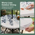thumbnail image 3 of Round Outdoor Tablecloth with Umbrella Hole and Zipper, Navy Blue Ombre Botanical Fitted Table Cover with Elastic Edge for 36-44 Inch, Watercolor Pastoral Leaf Rustic Waterproof Patio Tablecoths, 3 of 9