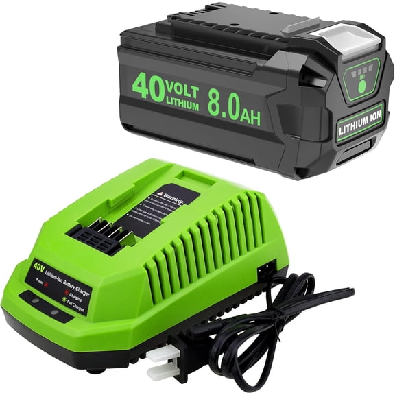1Pack 8000mAh Replacement for Greenworks 40V Battery and Charger Compatible with Greenworks 40 Volt Power 29462 29472 20202 22262 25312 25322 29252 Tools Battery