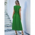 thumbnail image 5 of Womens Summer Casual Sleeveless T Shirt Midi Dress Slim Fit Tie Waist Tank Long Dresses 2025 Vacation Sundress Green M, 5 of 9