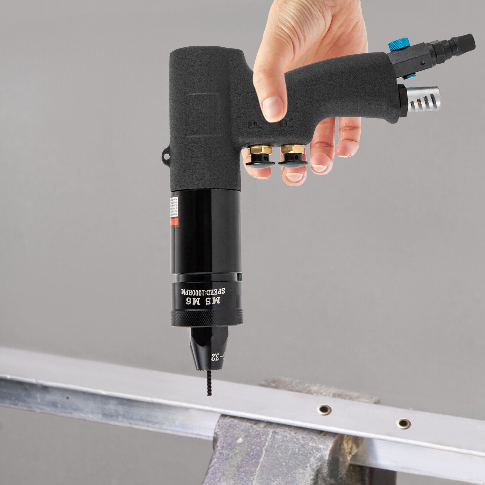 Miumaeov Pneumatic Rivet Nut Gun Air Rivnut Setting Gun Pro Riveting Machine w/10-24", 1/4", 5/16", 3/8" Gun Heads