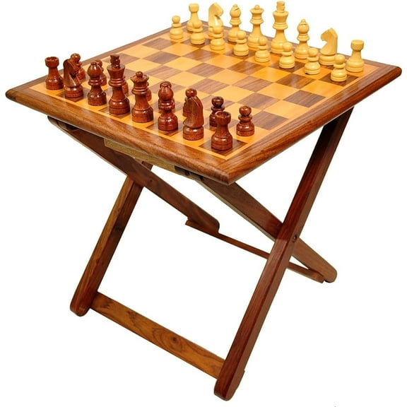 Sheesham wood Handicrafts Wooden Chess Board with 32 Chessmen