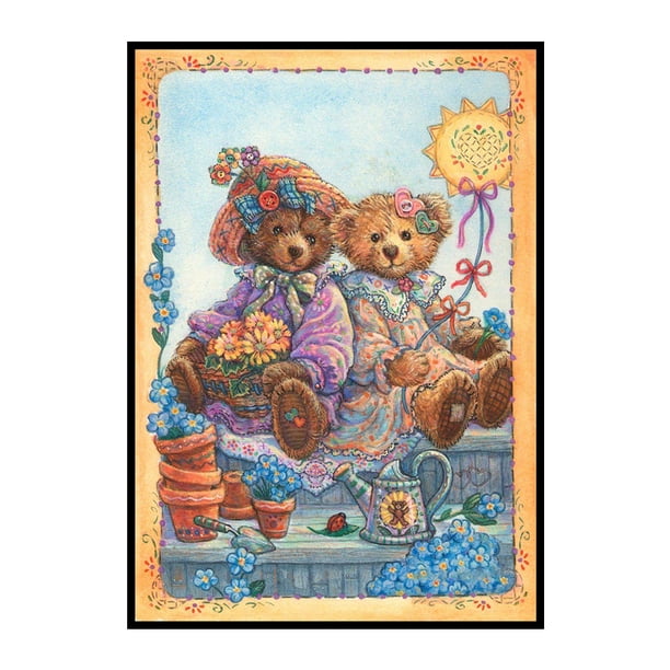 Cuadros Decorativos Punto de cruz completo 11CT Hilo de algodón DIY Oso Muñecas Kits impresos (40x57cm) Wdftyju embutido en tela